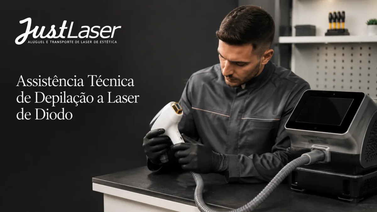 Assistência técnica de depilação a laser de diodo Técnico verificando a ponteira de um laser de diodo na bancada — assistência técnica de depilação a laser de diodo