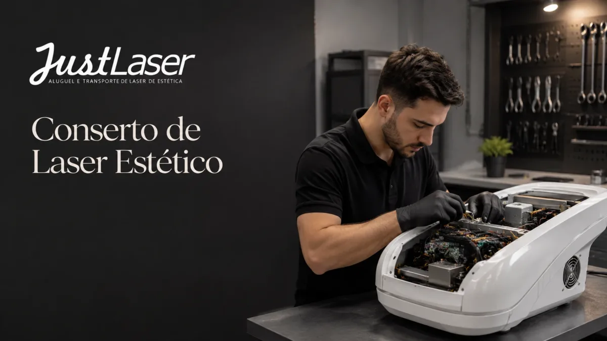 Conserto de laser estético em São Paulo Técnico trabalhando na placa interna de um equipamento aberto na bancada — conserto de laser estético